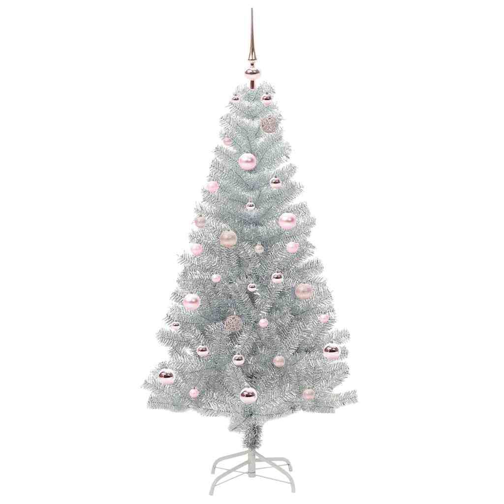 Juletre med 150 LED med stativ sølv 150 cm PET