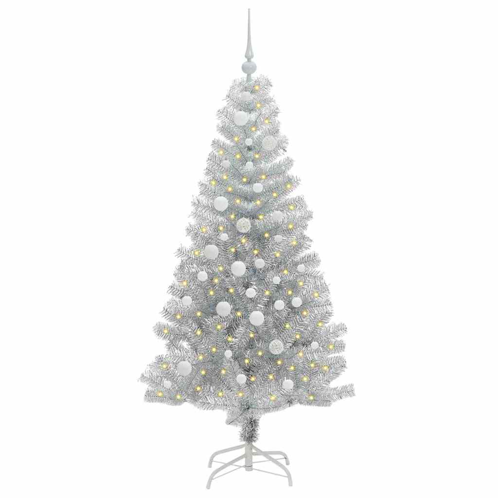 Juletre med 150 LED med stativ sølv 150 cm PET