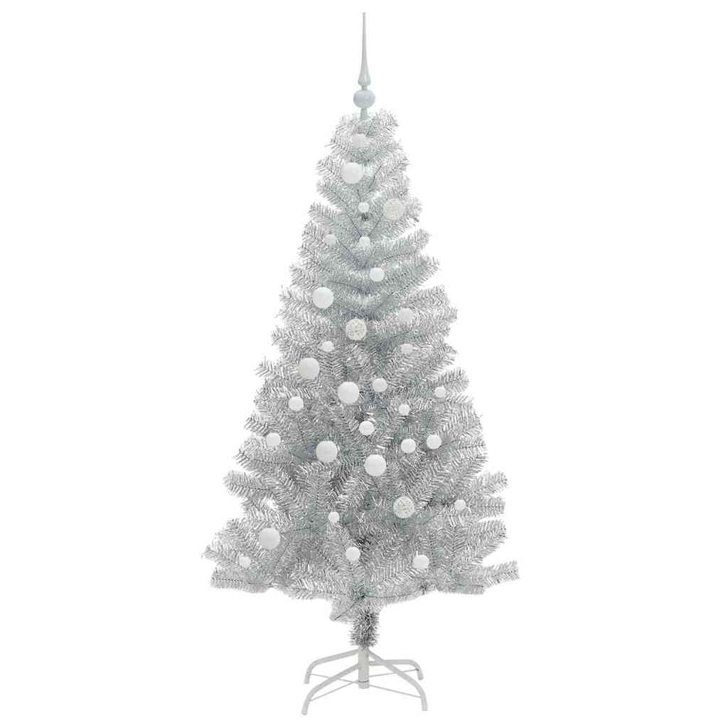 Juletre med 150 LED med stativ sølv 150 cm PET