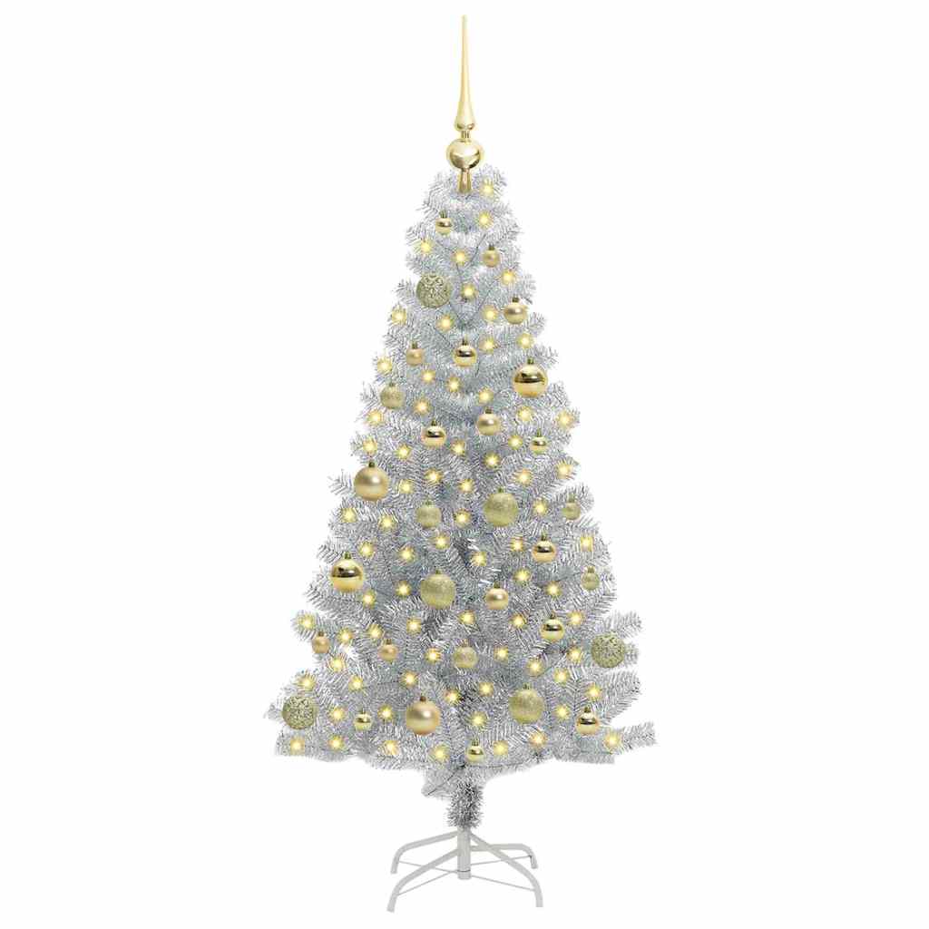 Juletre med 150 LED med stativ sølv 150 cm PET