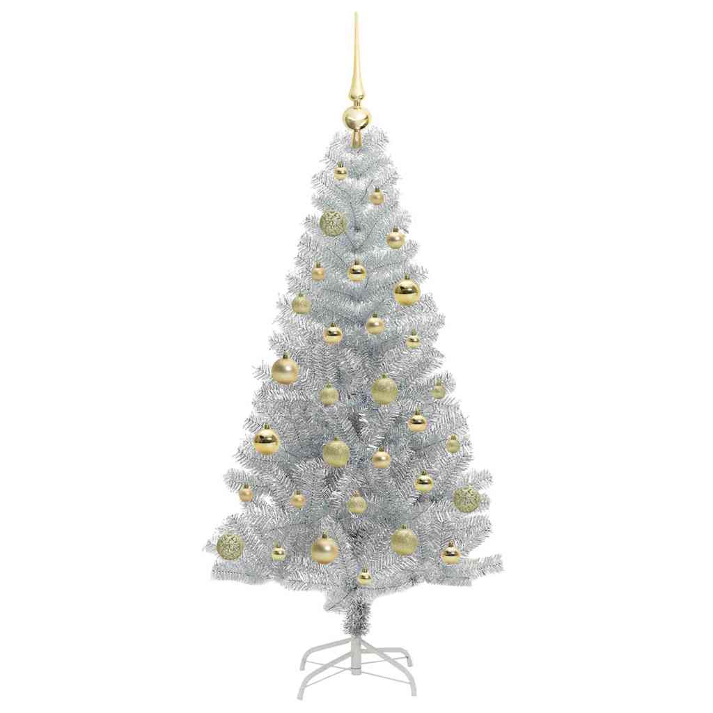 Juletre med 150 LED med stativ sølv 150 cm PET