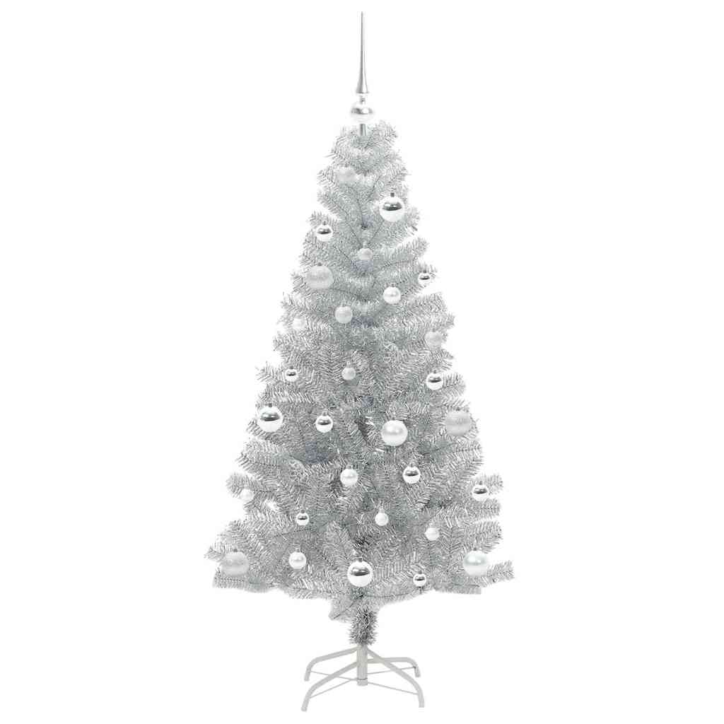 Juletre med 150 LED med stativ sølv 150 cm PET