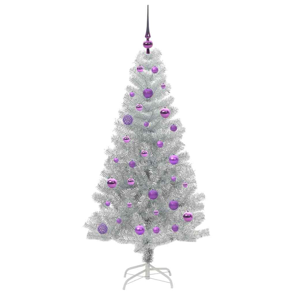 Juletre med 150 LED med stativ sølv 150 cm PET