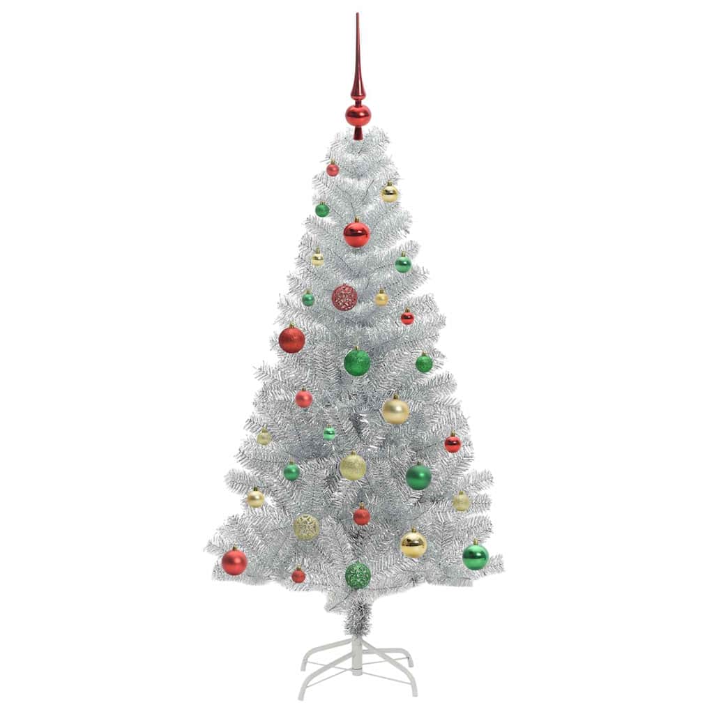 Juletre med 150 LED med stativ sølv 150 cm PET