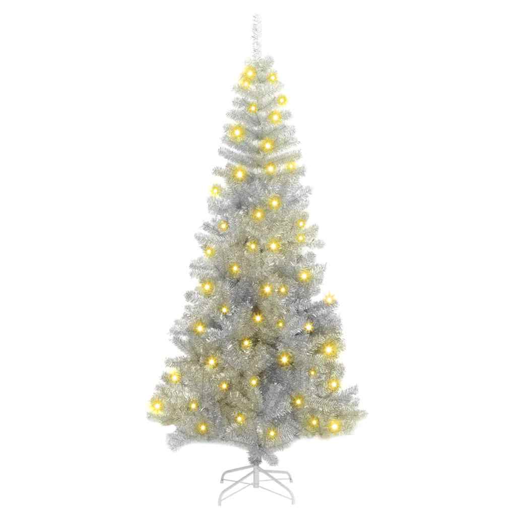 Juletre med 300 LED med stativ sølv 180 cm PET