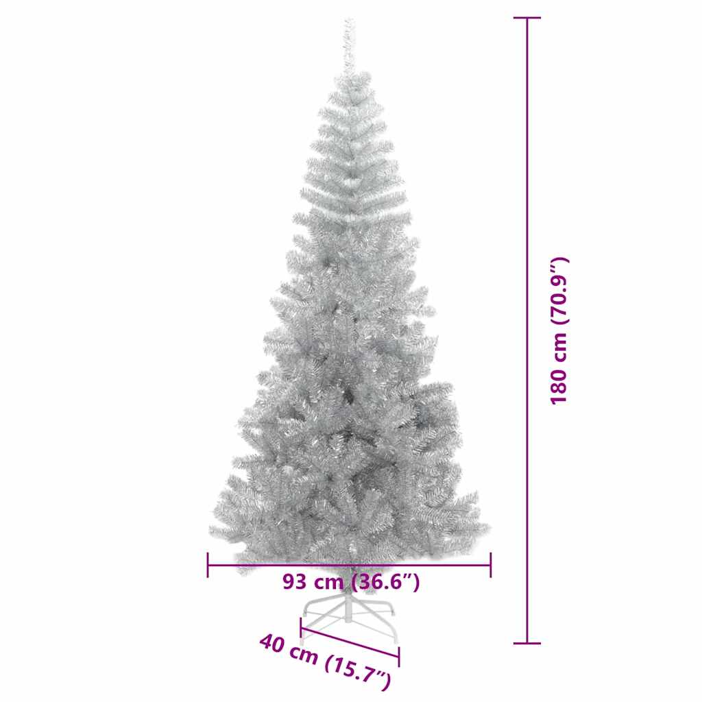 Juletre med 300 LED med stativ sølv 180 cm PET