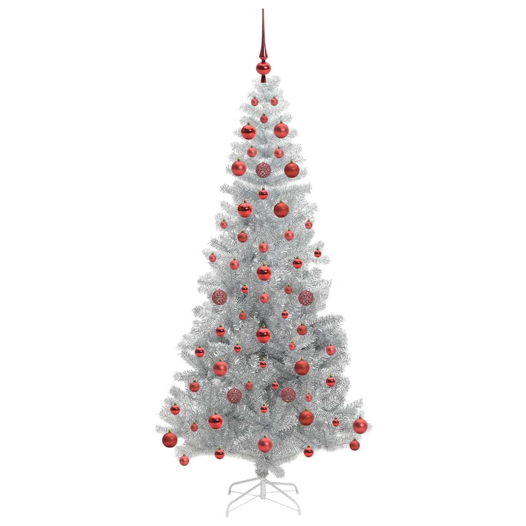 Juletre med 300 LED med stativ sølv 180 cm PET
