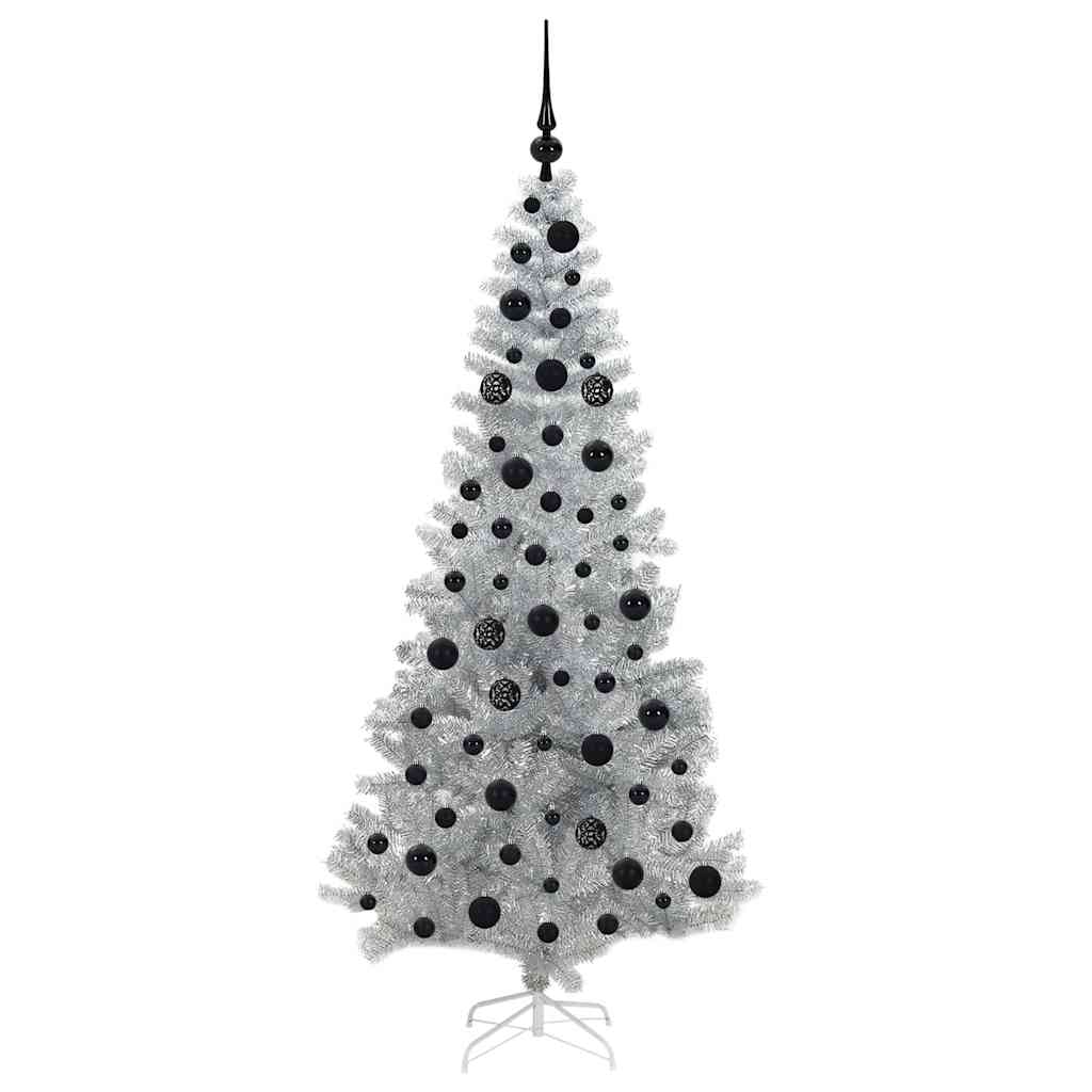 Juletre med 300 LED med stativ sølv 180 cm PET