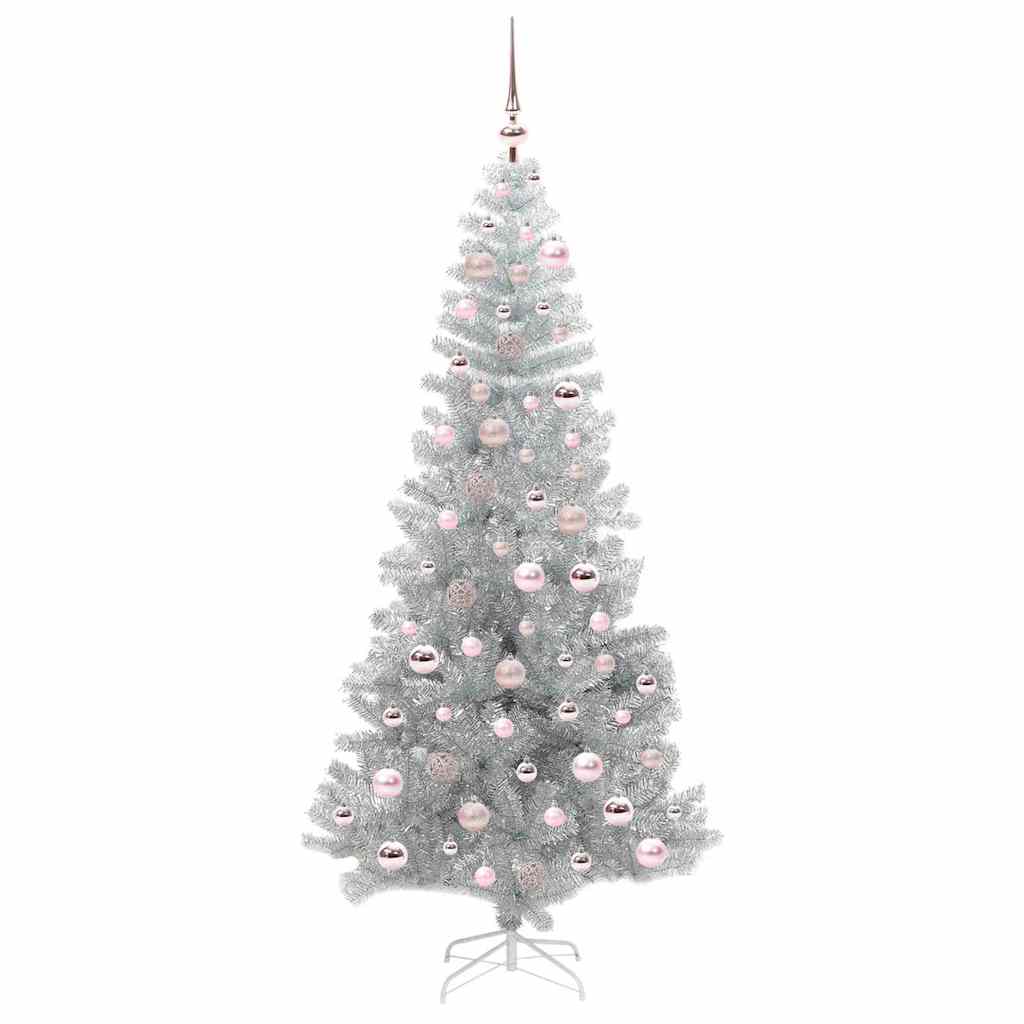 Juletre med 300 LED med stativ sølv 180 cm PET