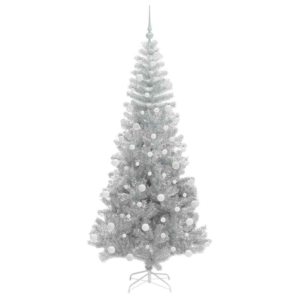 Juletre med 300 LED med stativ sølv 180 cm PET