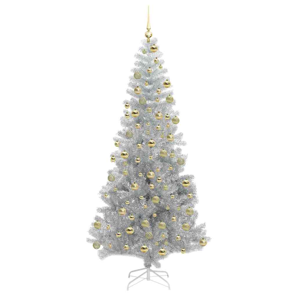 Juletre med 300 LED med stativ sølv 180 cm PET