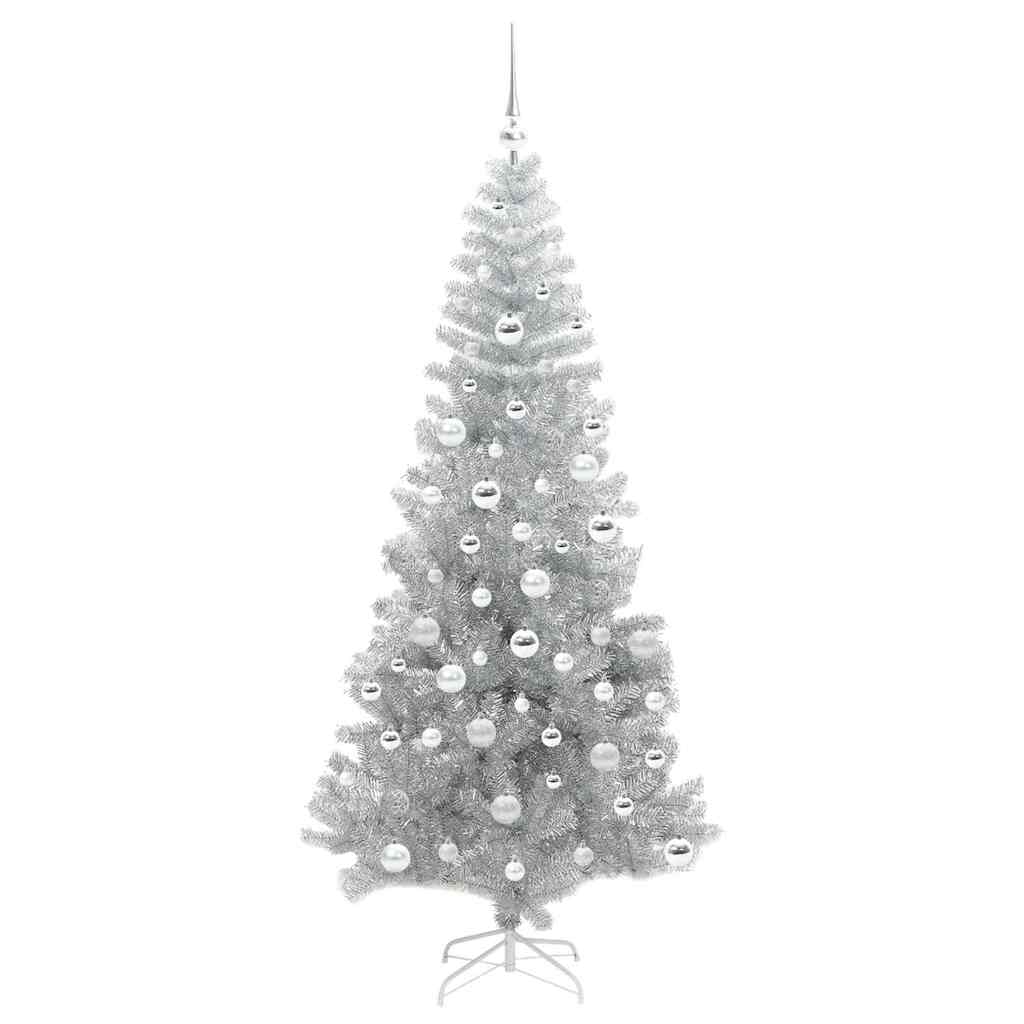 Juletre med 300 LED med stativ sølv 180 cm PET