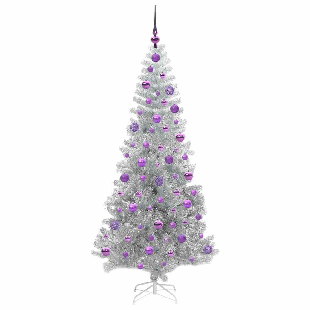 Juletre med 300 LED med stativ sølv 180 cm PET
