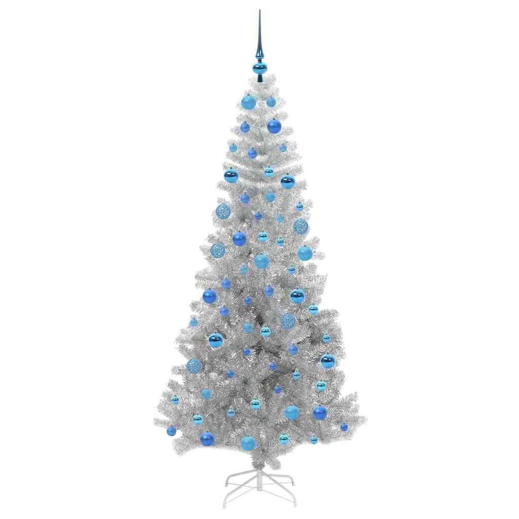 Juletre med 300 LED med stativ sølv 180 cm PET