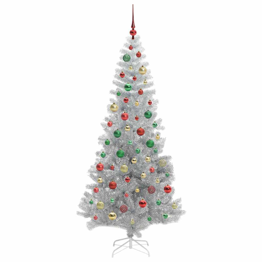 Juletre med 300 LED med stativ sølv 180 cm PET