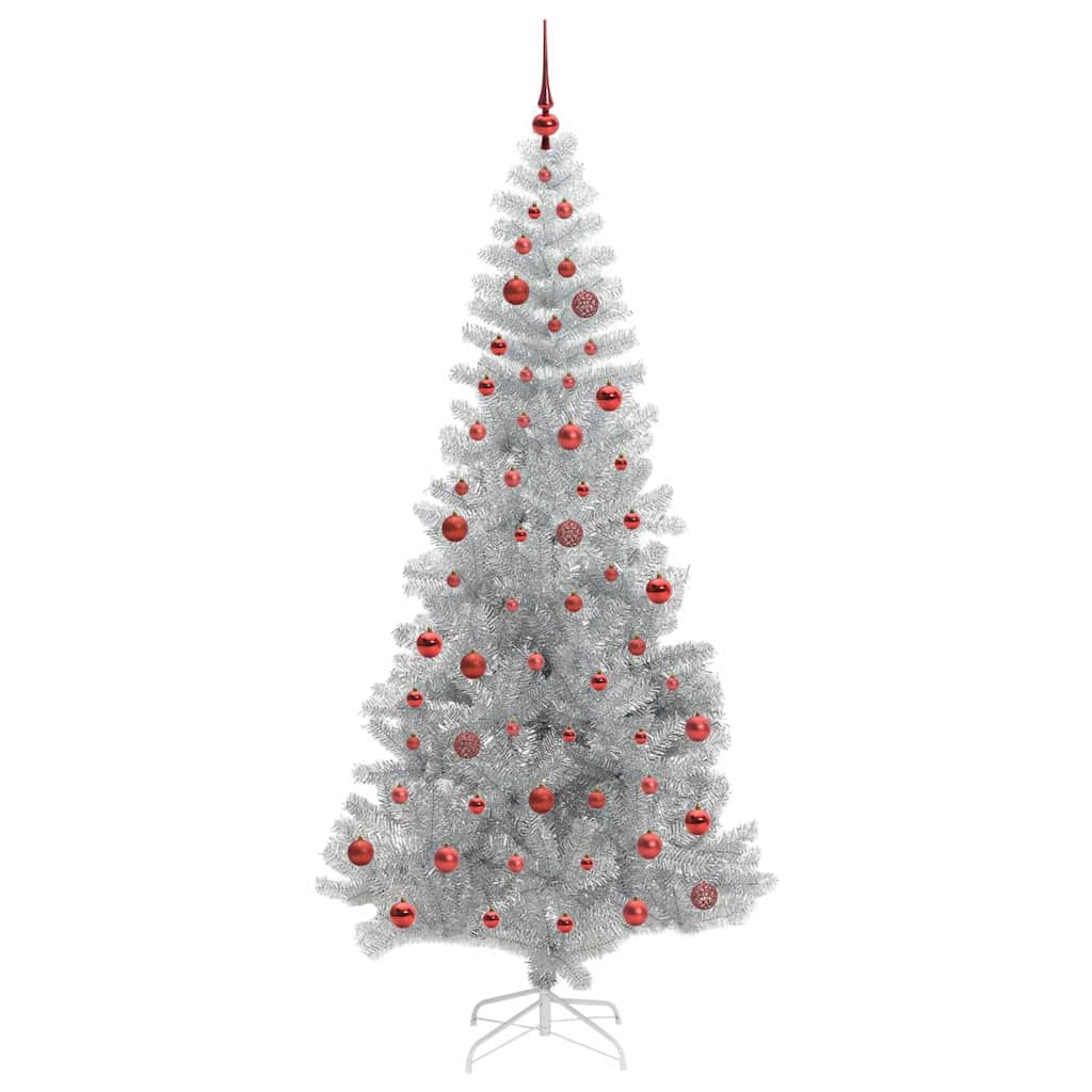 Juletre med 300 LED med stativ sølv 210 cm PET
