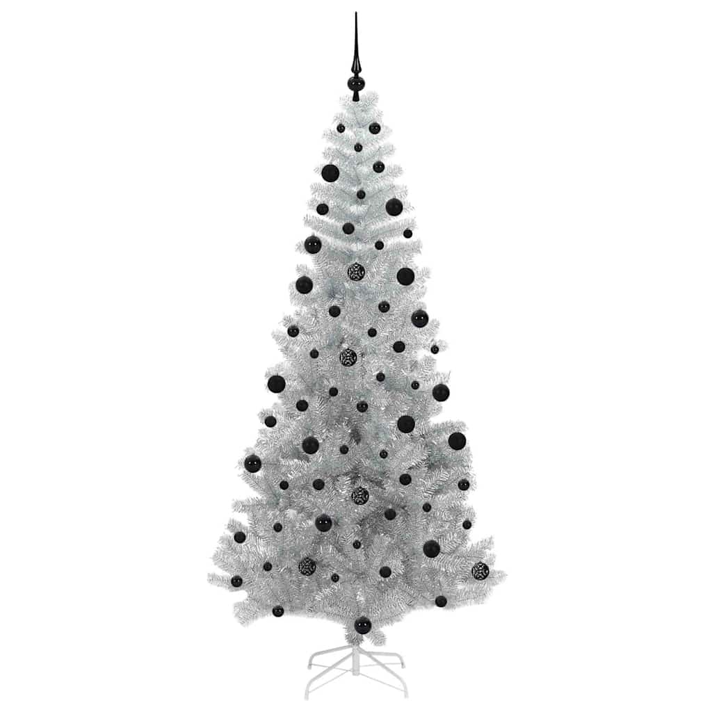 Juletre med 300 LED med stativ sølv 210 cm PET