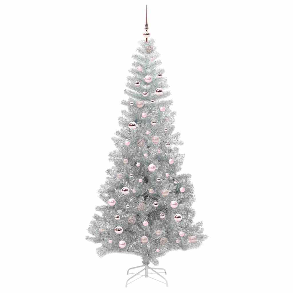 Juletre med 300 LED med stativ sølv 210 cm PET