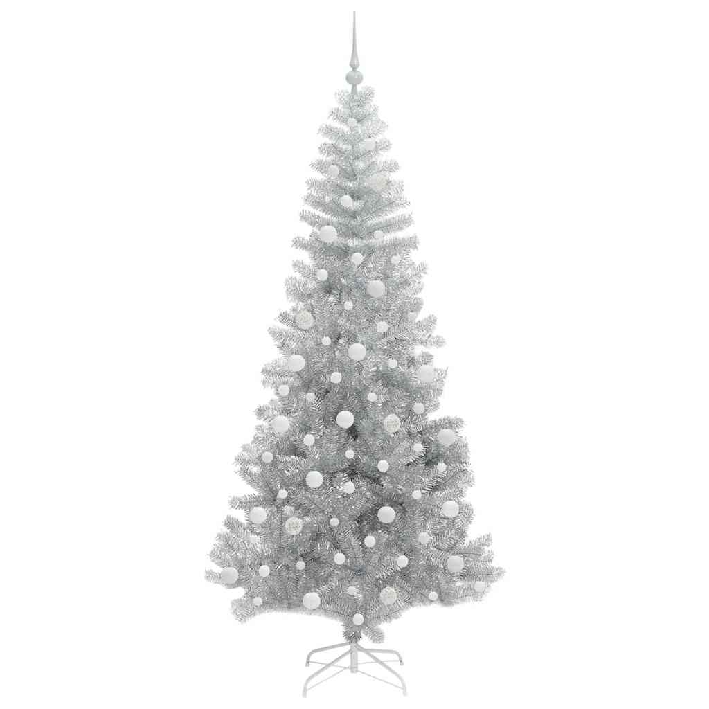 Juletre med 300 LED med stativ sølv 210 cm PET
