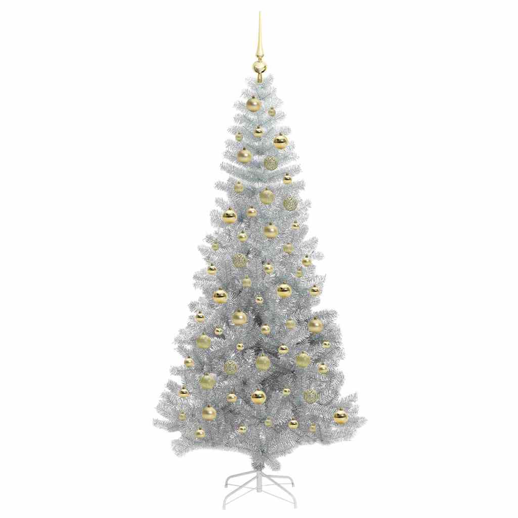 Juletre med 300 LED med stativ sølv 210 cm PET
