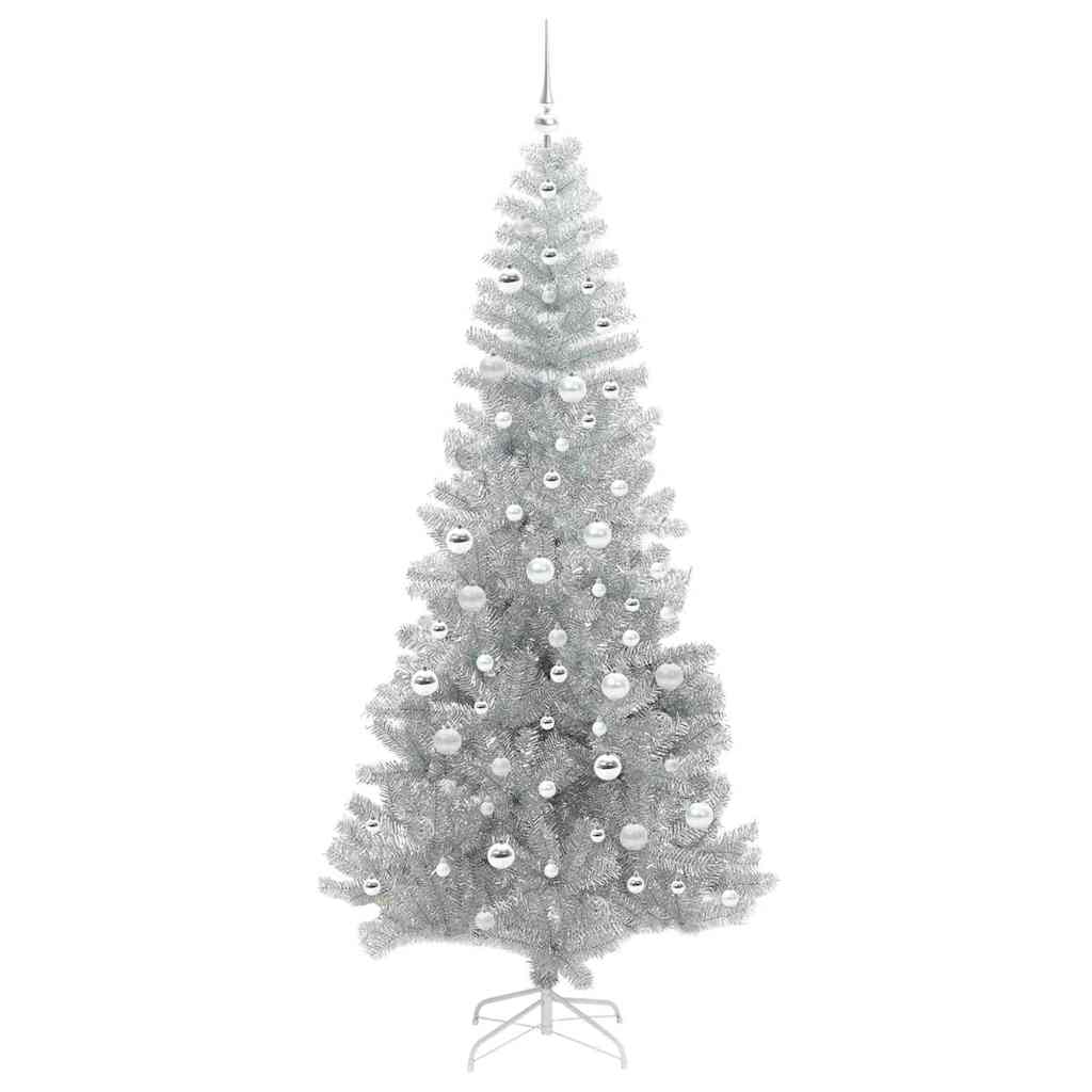 Juletre med 300 LED med stativ sølv 210 cm PET