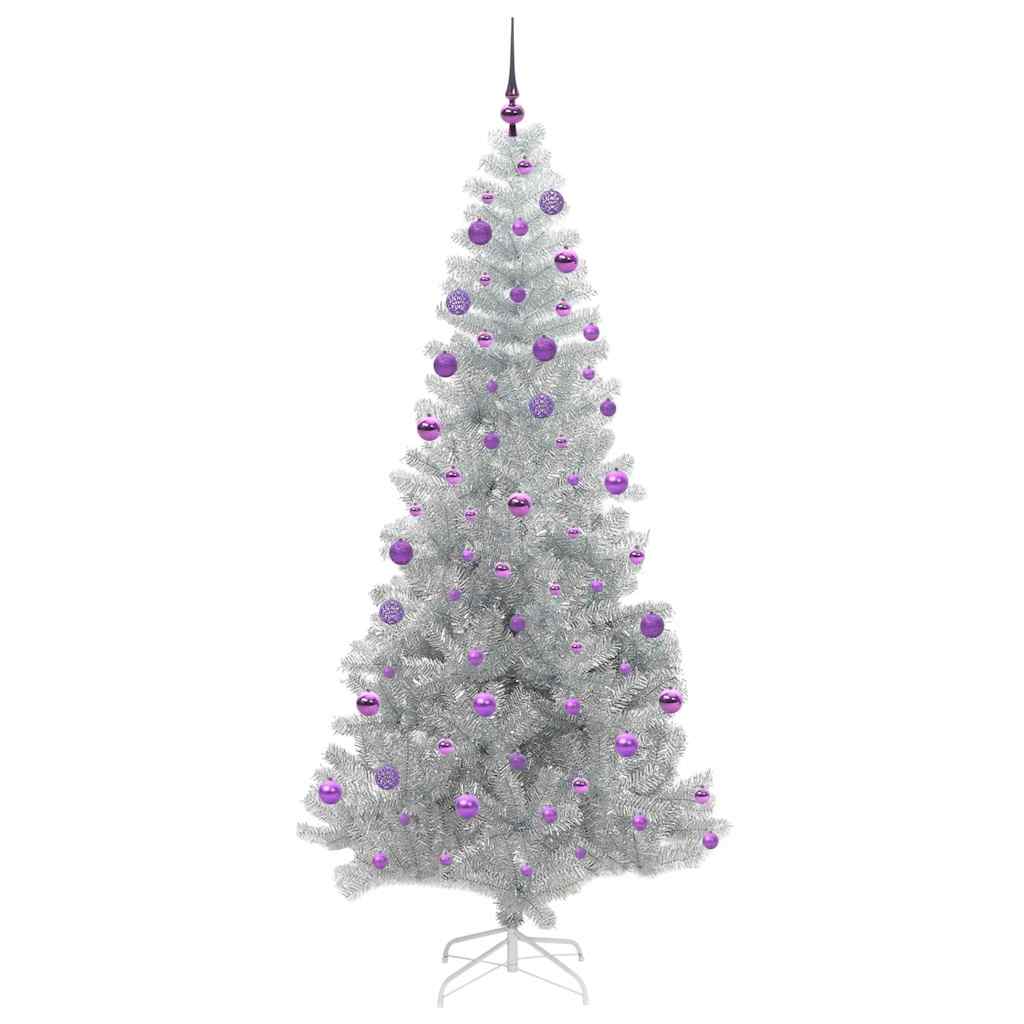 Juletre med 300 LED med stativ sølv 210 cm PET