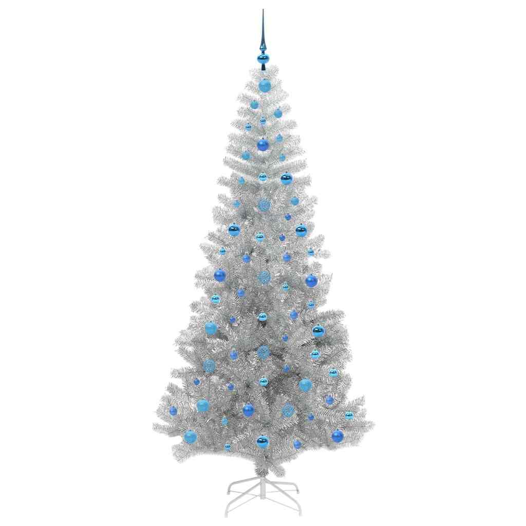 Juletre med 300 LED med stativ sølv 210 cm PET