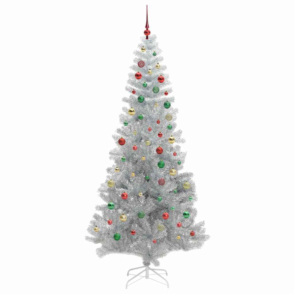 Juletre med 300 LED med stativ sølv 210 cm PET
