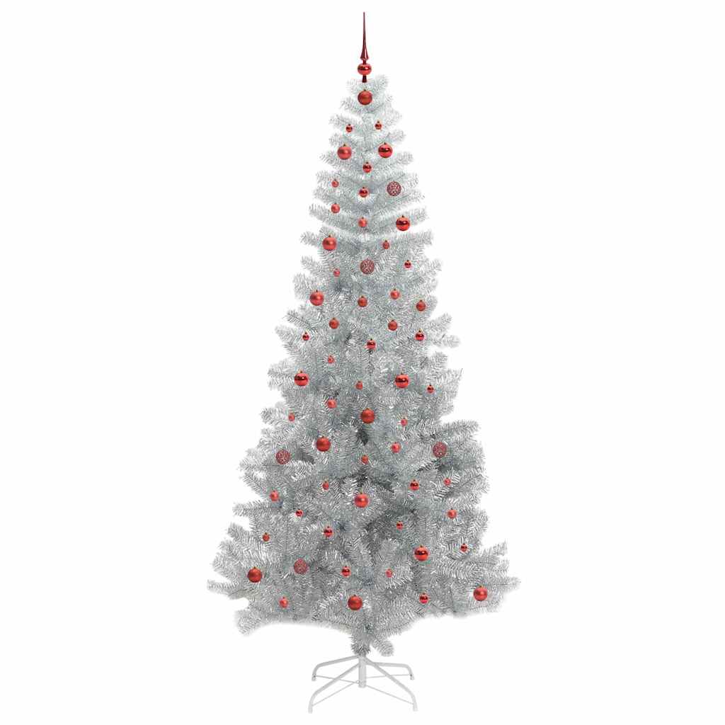 Juletre med 300 LED med stativ sølv 240 cm PET