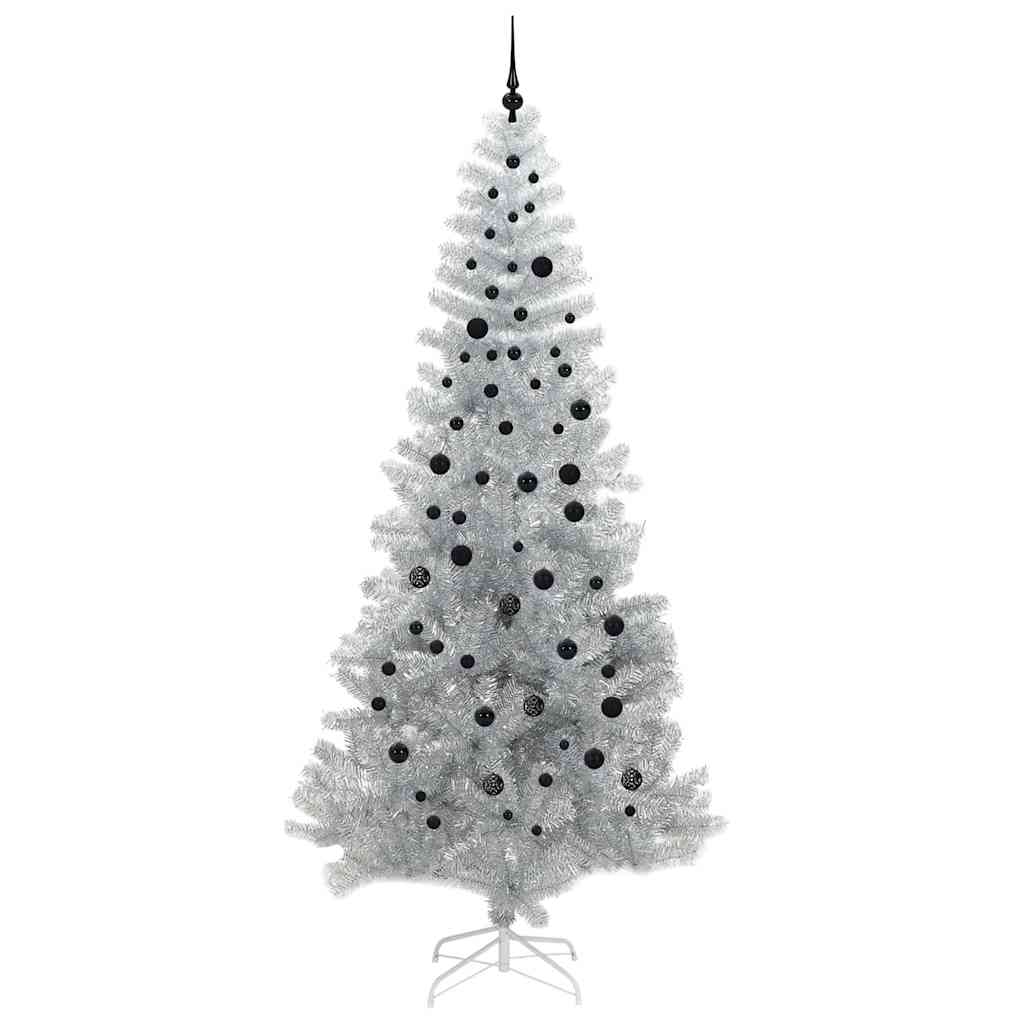 Juletre med 300 LED med stativ sølv 240 cm PET