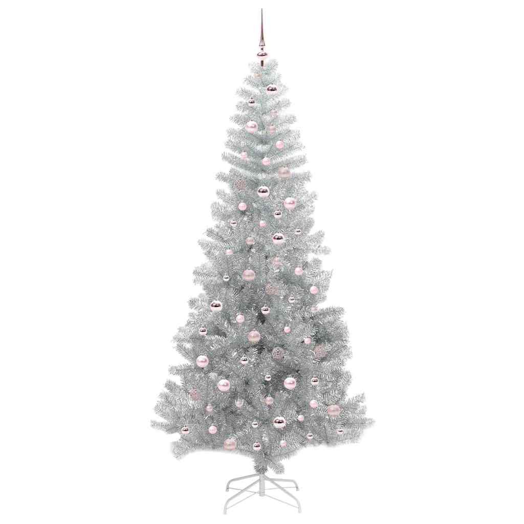 Juletre med 300 LED med stativ sølv 240 cm PET