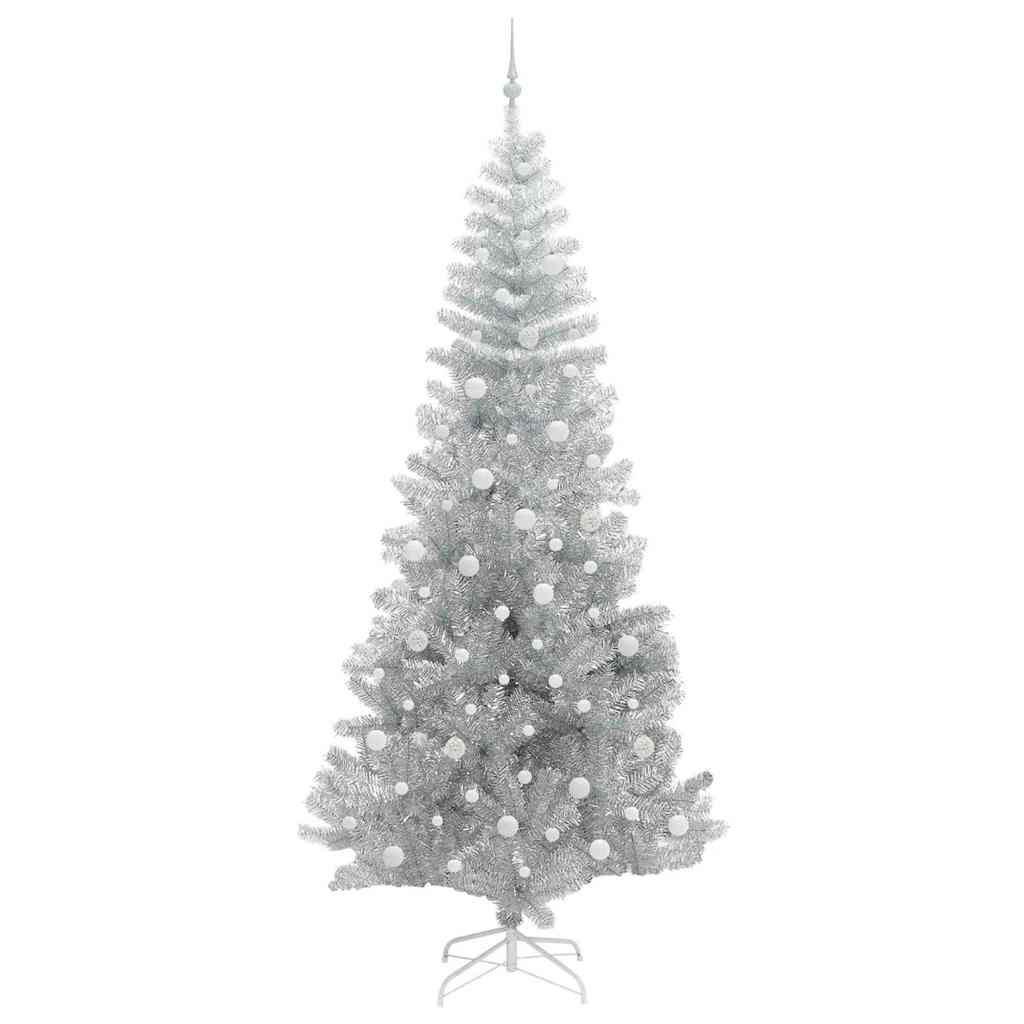 Juletre med 300 LED med stativ sølv 240 cm PET