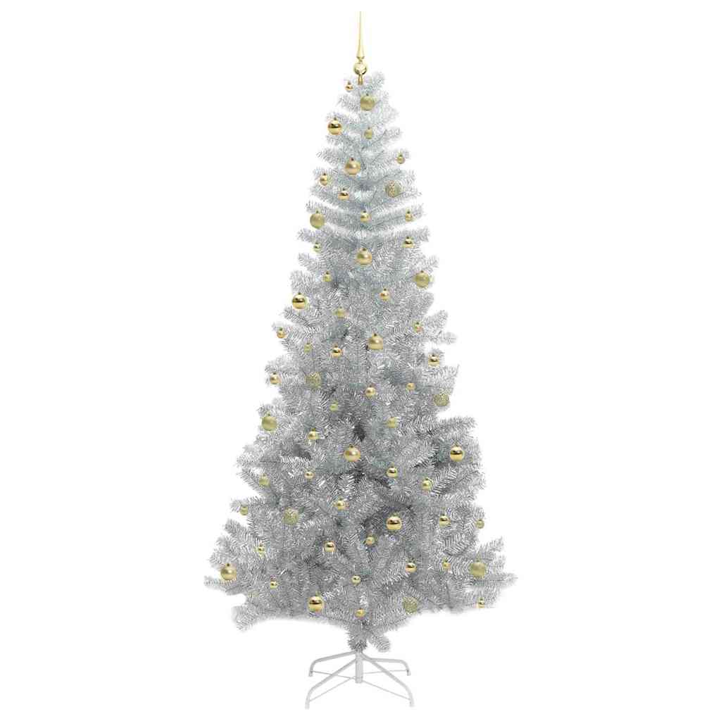 Juletre med 300 LED med stativ sølv 240 cm PET