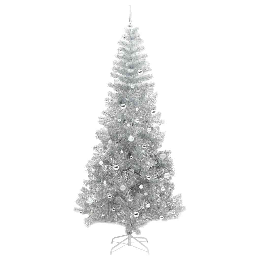 Juletre med 300 LED med stativ sølv 240 cm PET