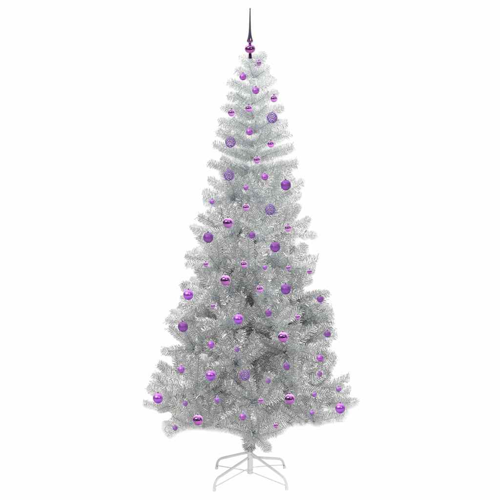 Juletre med 300 LED med stativ sølv 240 cm PET