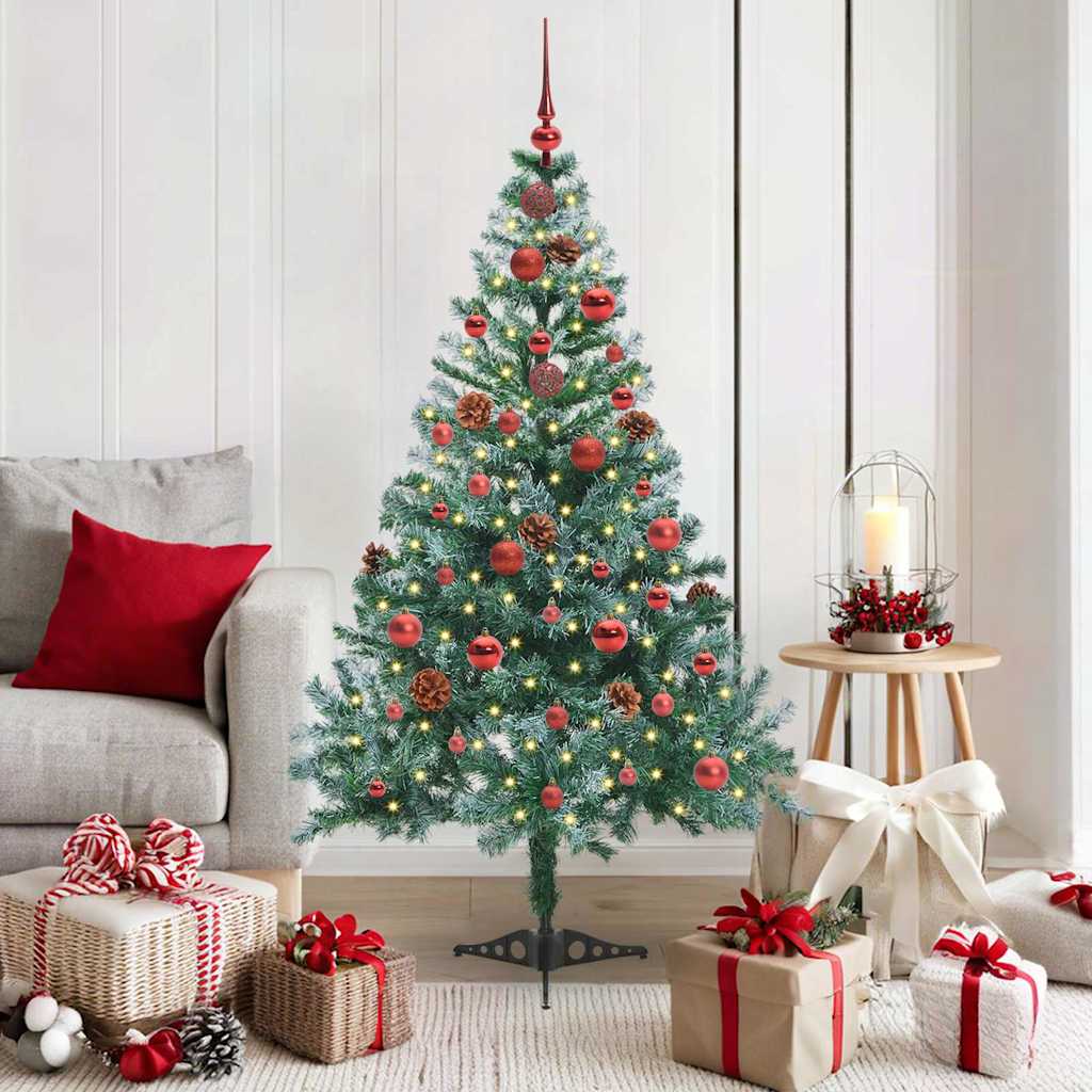 Kunstig juletre med 150 LED med stativ grønn 150 cm PVC og stål