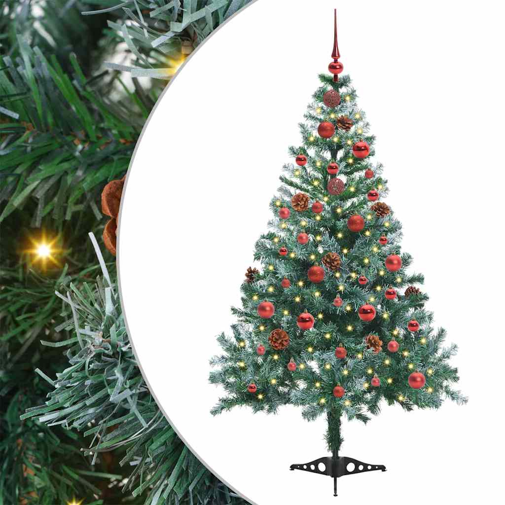 Kunstig juletre med 150 LED med stativ grønn 150 cm PVC og stål