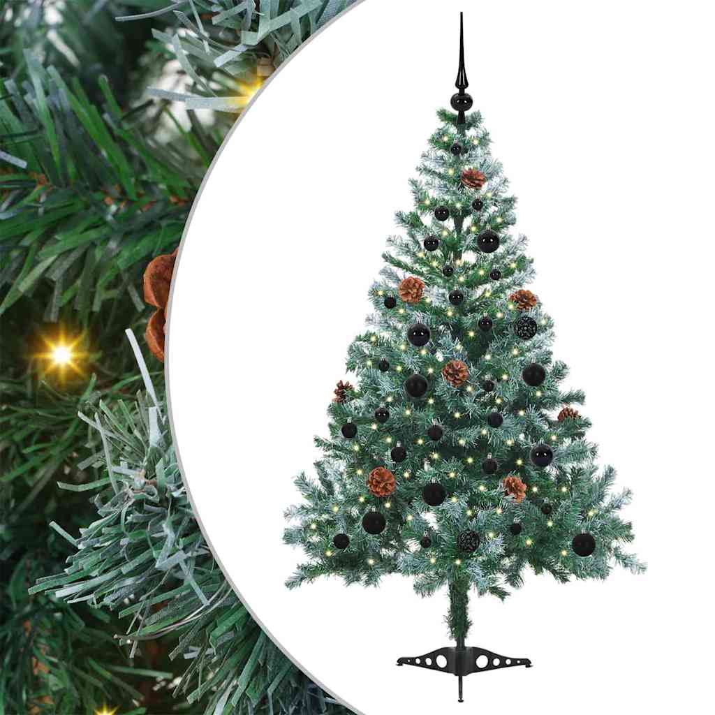 Kunstig juletre med 150 LED med stativ grønn 150 cm PVC og stål