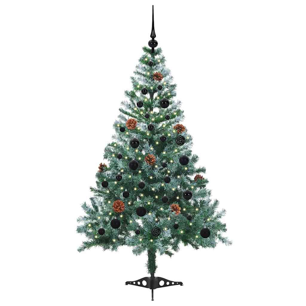 Kunstig juletre med 150 LED med stativ grønn 150 cm PVC og stål