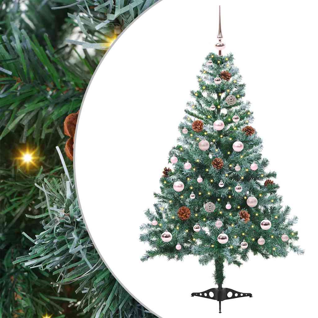 Kunstig juletre med 150 LED med stativ grønn 150 cm PVC og stål