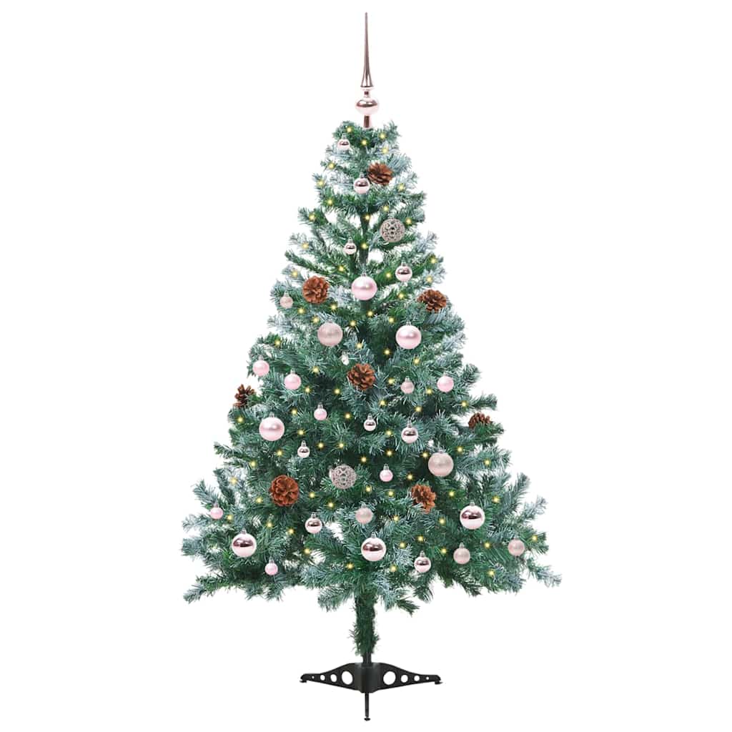 Kunstig juletre med 150 LED med stativ grønn 150 cm PVC og stål