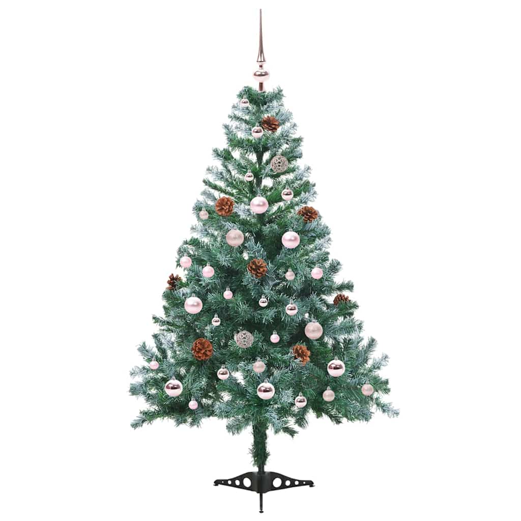 Kunstig juletre med 150 LED med stativ grønn 150 cm PVC og stål