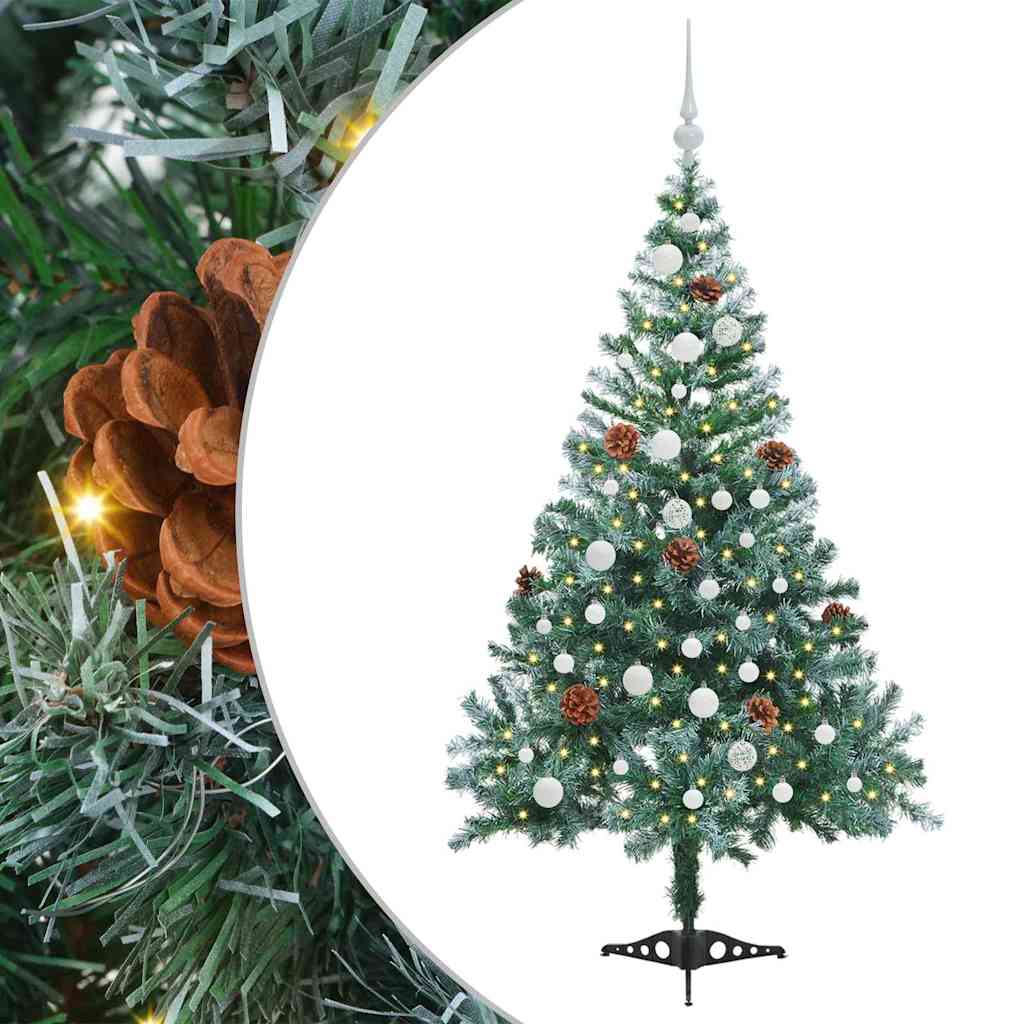 Kunstig juletre med 150 LED med stativ grønn 150 cm PVC og stål