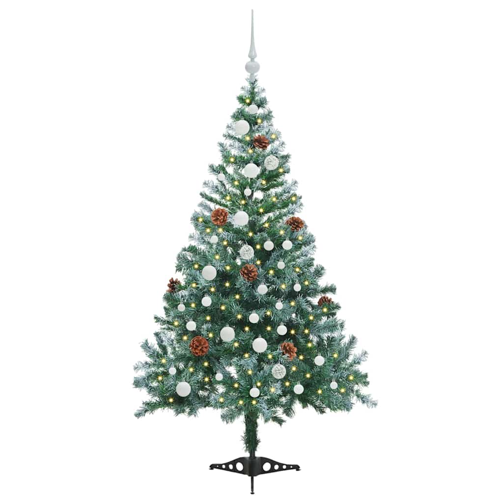 Kunstig juletre med 150 LED med stativ grønn 150 cm PVC og stål