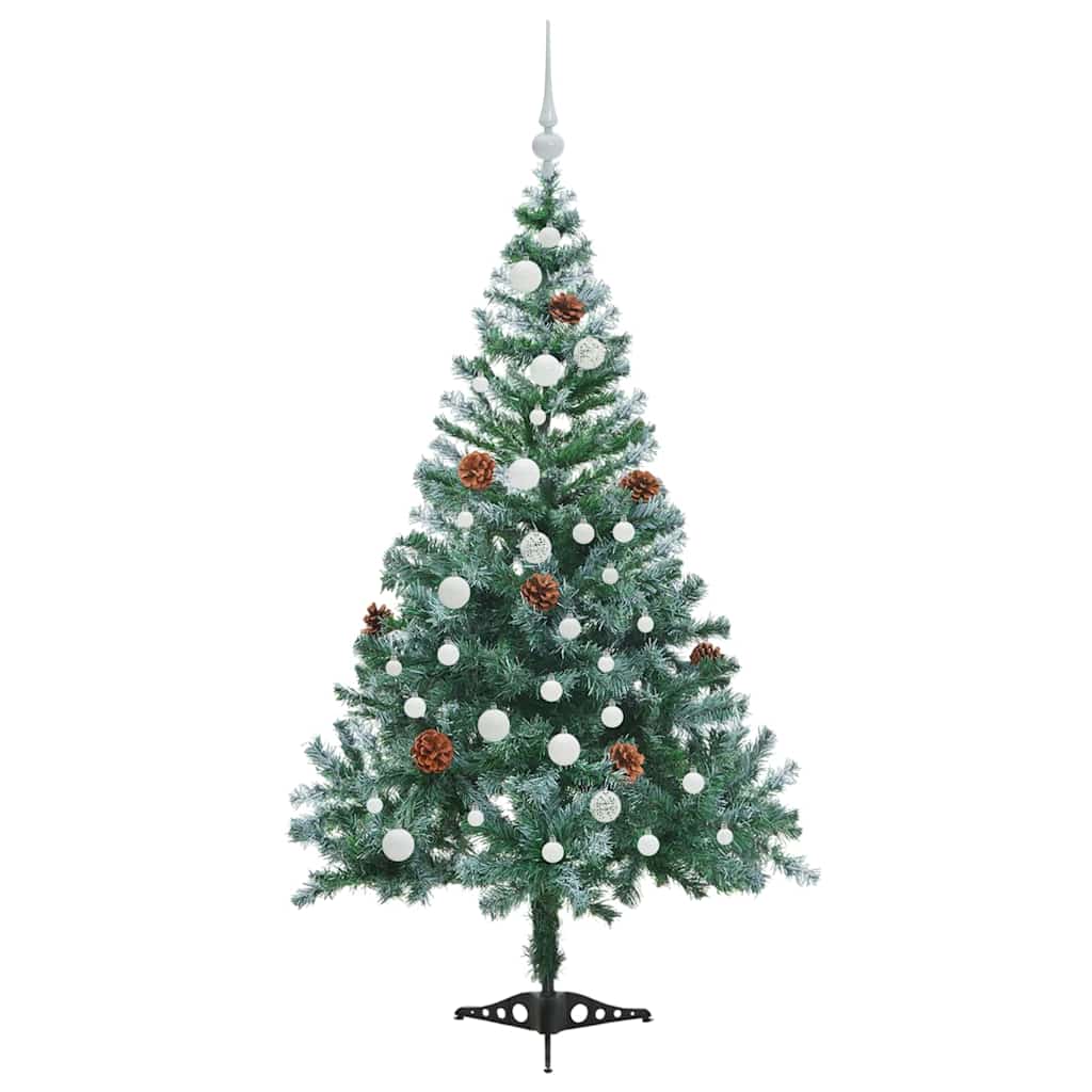 Kunstig juletre med 150 LED med stativ grønn 150 cm PVC og stål