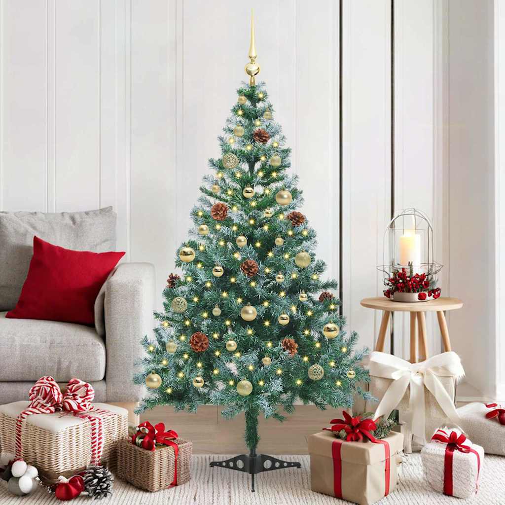 Kunstig juletre med 150 LED med stativ grønn 150 cm PVC og stål