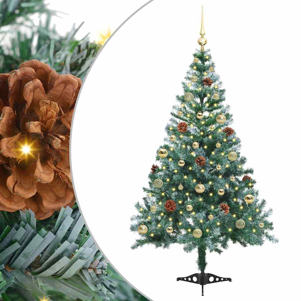 Kunstig juletre med 150 LED med stativ grønn 150 cm PVC og stål