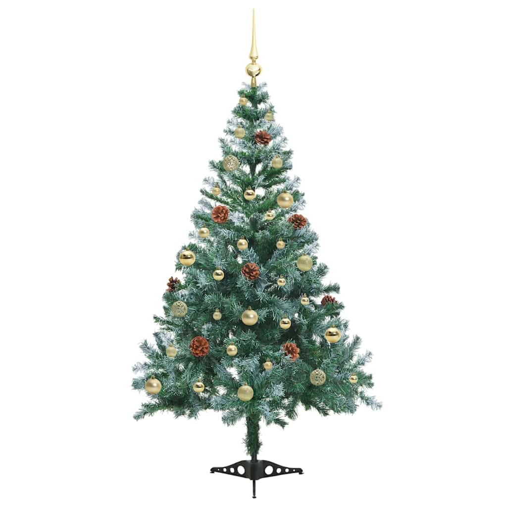 Kunstig juletre med 150 LED med stativ grønn 150 cm PVC og stål