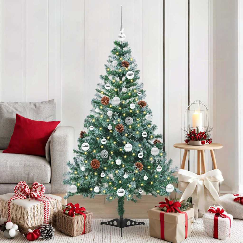 Kunstig juletre med 150 LED med stativ grønn 150 cm PVC og stål