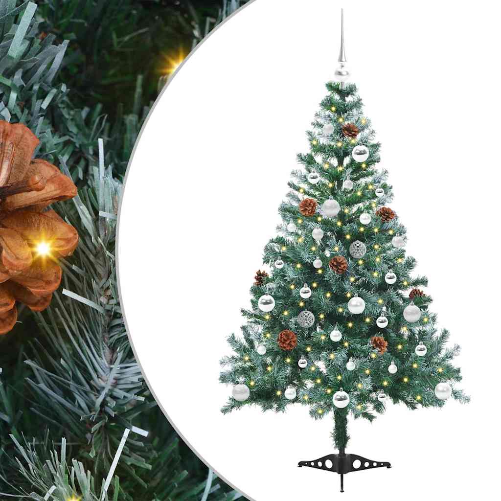 Kunstig juletre med 150 LED med stativ grønn 150 cm PVC og stål